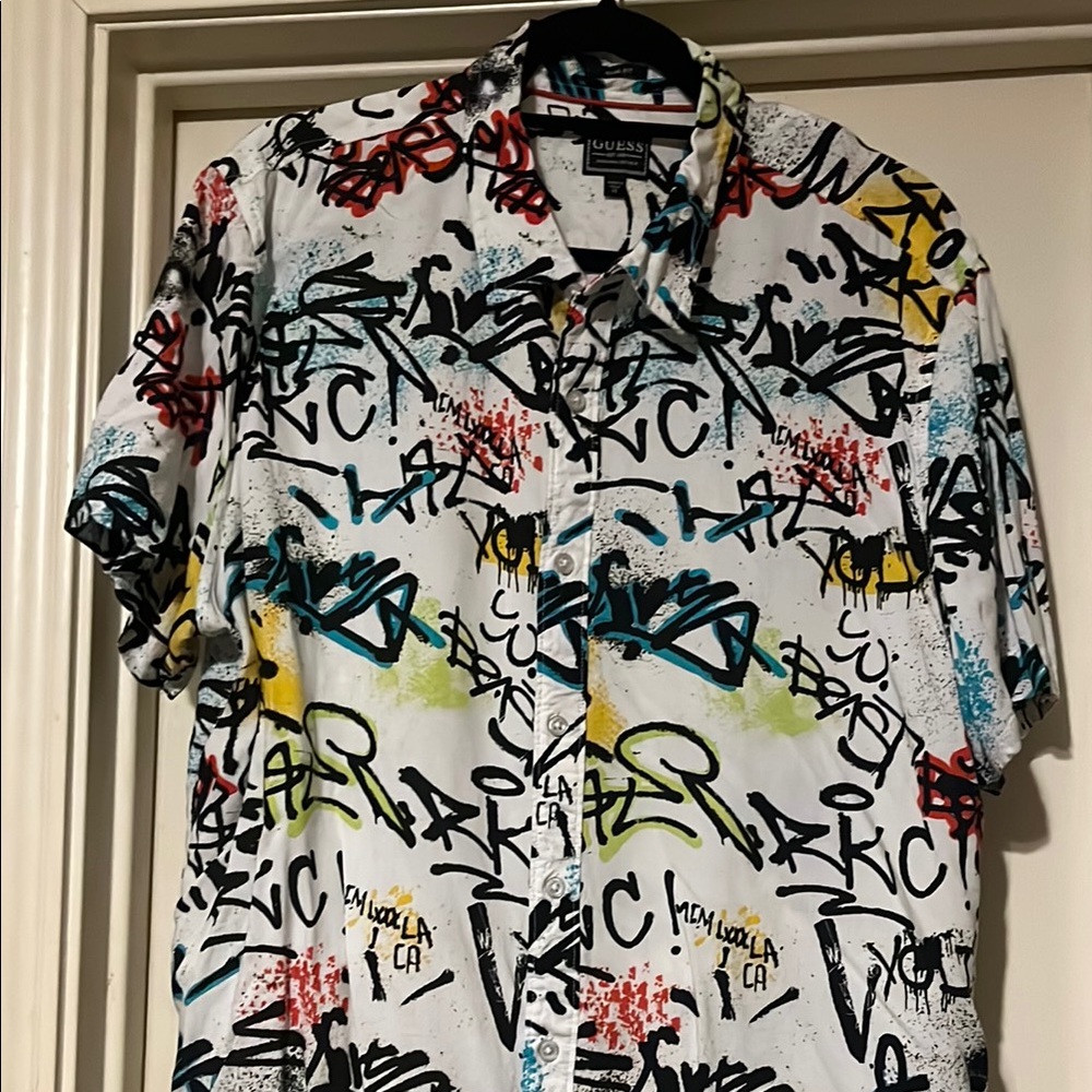 Guess Men's Multicolor Graffiti Shirt